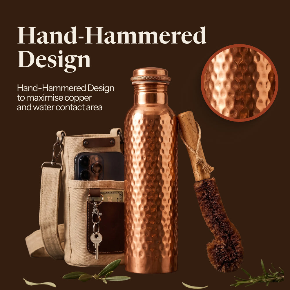 Neera Copper Water Bottle | Handcrafted from Pure Copper | 34 oz