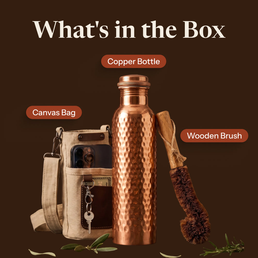 Neera Copper Water Bottle | Handcrafted from Pure Copper | 34 oz