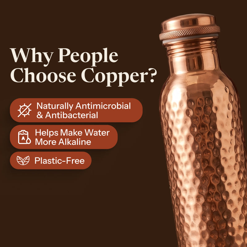 Neera Copper Water Bottle | Handcrafted from Pure Copper | 34 oz