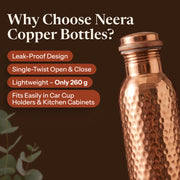 Neera Copper Water Bottle | Handcrafted from Pure Copper | 34 oz
