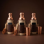 Neera Pure Copper Ritual Set | Handcrafted Copper Bottle Water and Tumbler | 34 Oz