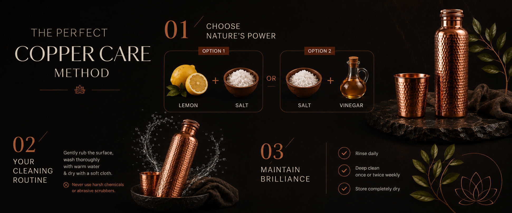 Copper drinkware cleaning instructions